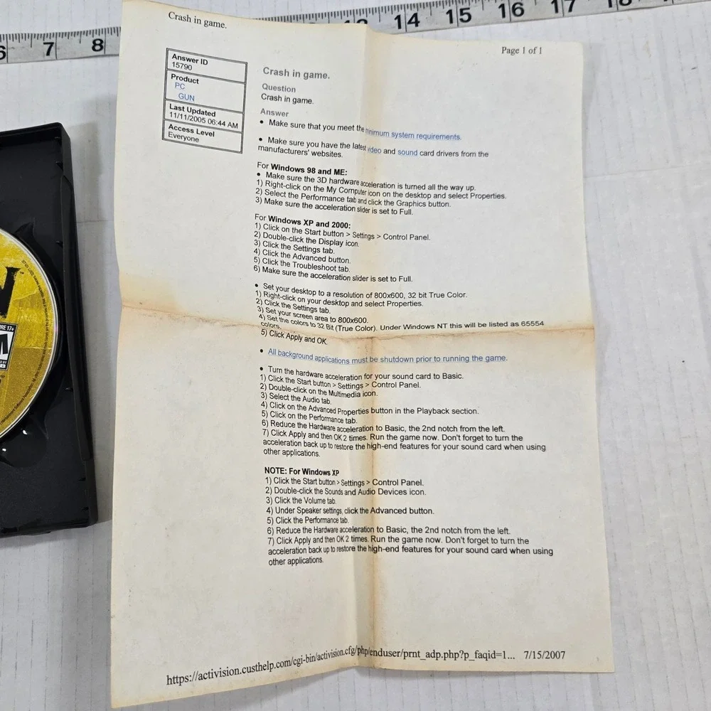GUN PC Game 2005 3 Disc Set Neversoft Activision Vintage Western (CIB)
